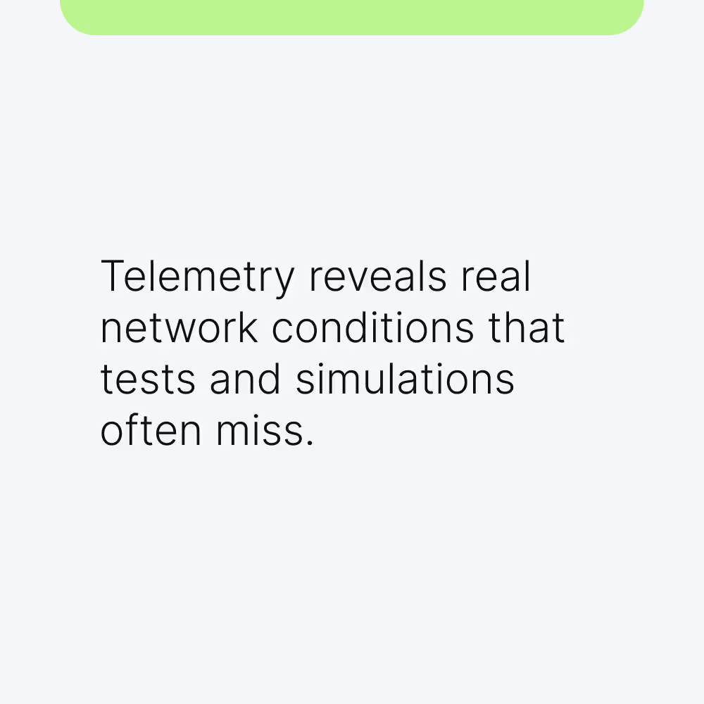 Unetwork Telemetry révèle des conditions réseau réelles que les tests et simulations peuvent manquer.